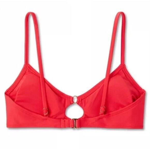 Wild Fable Red and Gold Dual Ring Keyhole Bralette Bikini Top Size XS - Picture 5 of 14